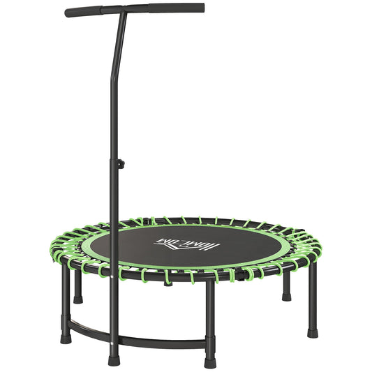 HOMCOM Mini okrągła stalowa trampolina z regulowanym uchwytem, ​​zielona