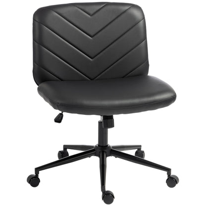 HOMCOM Home Office Desk Chair Height Adjustable Swivel Chair Cross Legged Wide Seat Swivel Wheels Black