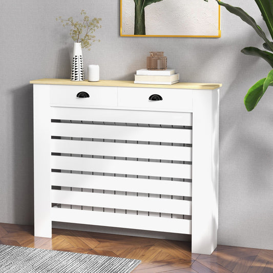 HOMCOM 95.5H x 111Wcm Radiator Cover, with Drawer - White