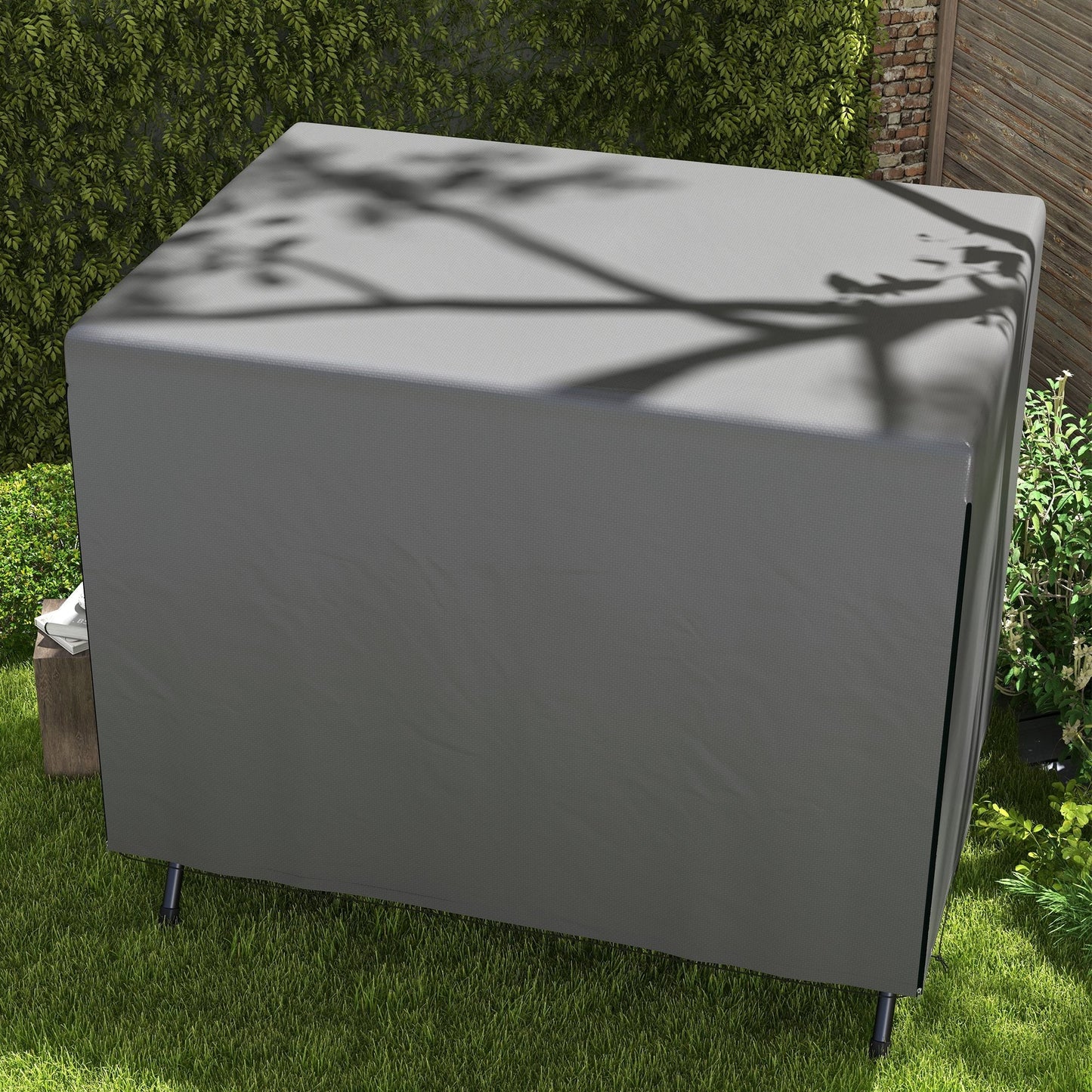 Outsunny Patio Swing Chair Bench Cover Outdoor Garden Furniture Rain Protection Cover Protector Waterproof Anti-UV Dark Grey 215L x 155W x 150Hcm