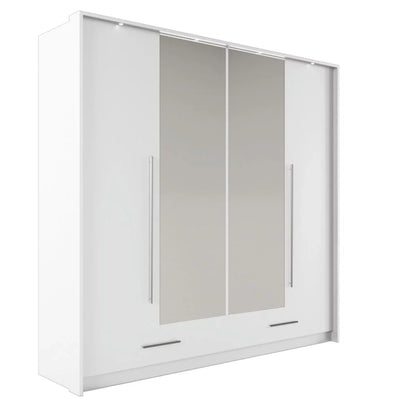 Lindsey 210cm Swing Door Wardrobe with Mirror and 2 Drawers - White and Graphite