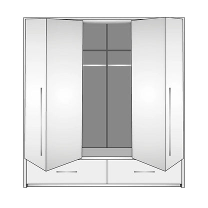 Lindsey 210cm Swing Door Wardrobe with Mirror and 2 Drawers - White and Graphite