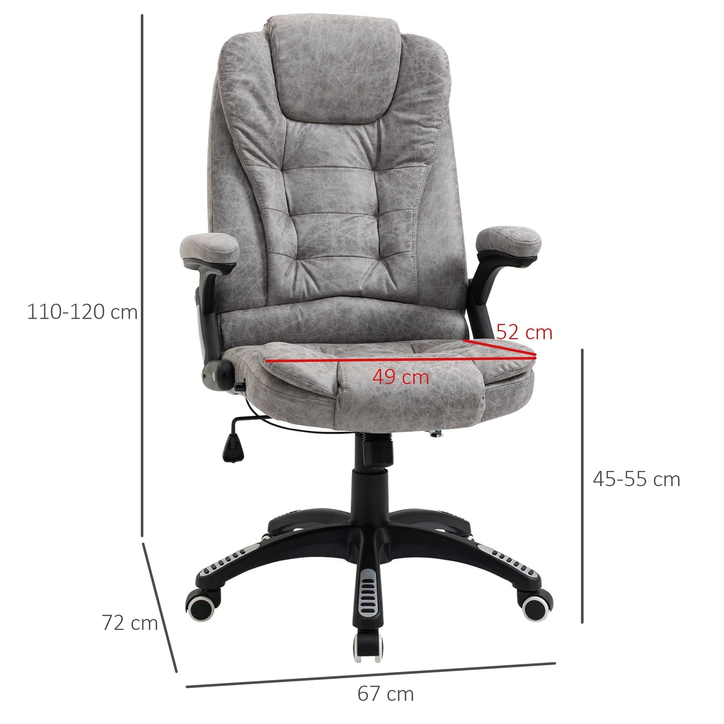 Vinsetto High Back Home Office Chair Computer Desk Chair w/ Arm, Swivel Wheels, Grey