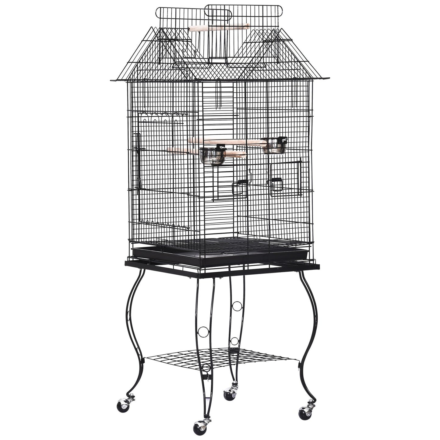 PawHut Bird Cage Pet Finch Perch Macaw Cockatiel Feeder Play House Stand