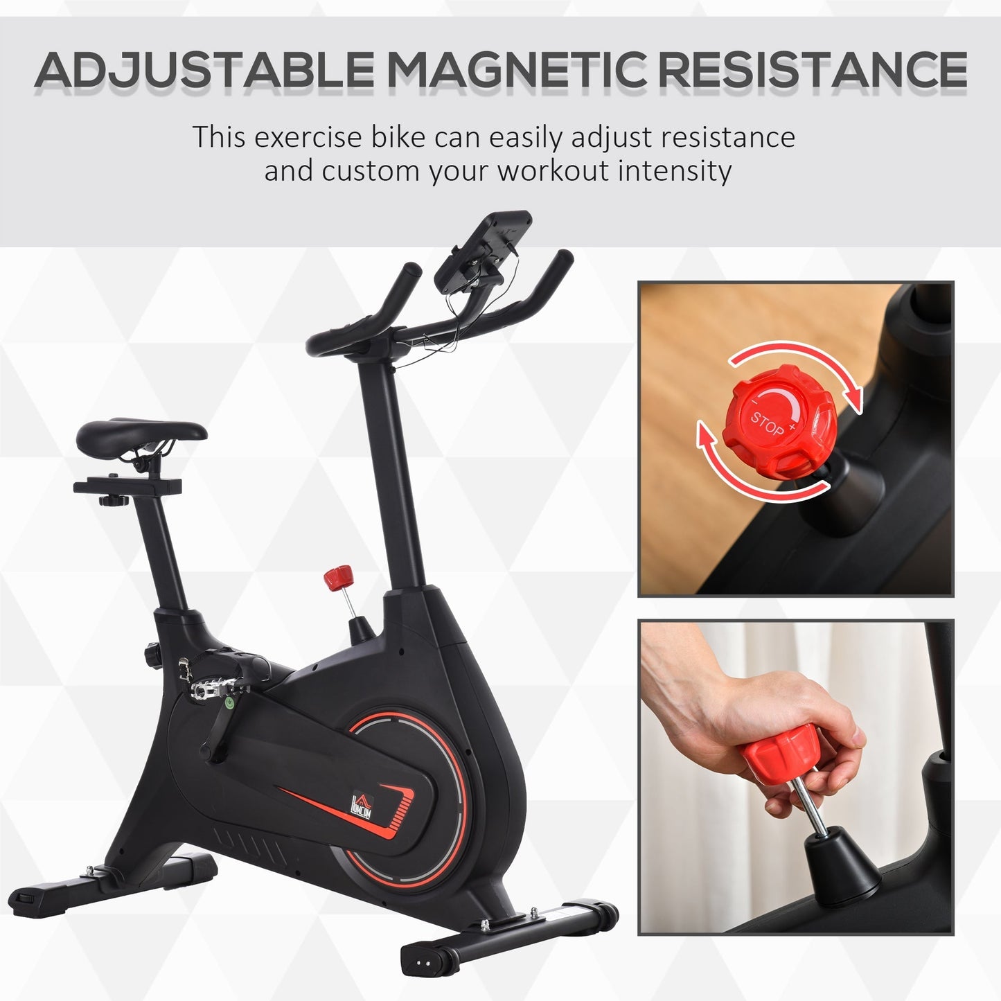 HOMCOM Adjustable Indoor Magnetic Exercise Bike Cardio Workout Bike Trainer