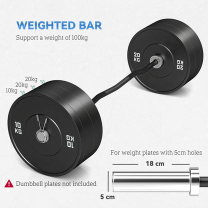 Gryf SPORTNOW EZ Barbell 120 cm do talerzy o średnicy 5 cm, ze sprężynowymi klipsami, 8 kg