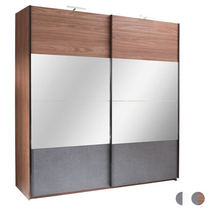 Rafa 2-Door Mirrored Sliding Wardrobe - White or Walnut