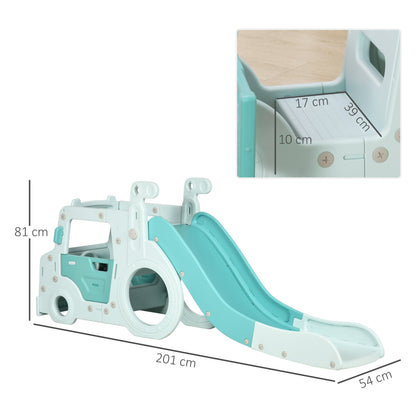 AIYAPLAY 4-In-1 Kids Slide, Freestanding Slide for Toddler, Indoor Outdoor Climber, Exercise Toy, Activity Center, Car Shaped, Light Blue