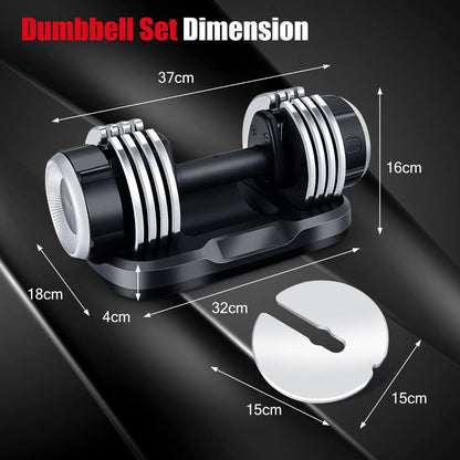 Weight Adjustable Dumbbells with Tray Anti-Slip Handle for Home Gym-Black