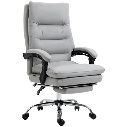 Vinsetto Office Chair with Footrest, Double Padding Ergonomic Desk Chair with 6-Point Vibration Massage and Back Heating, Microfibre Fabric with 135  Reclining Back, Grey