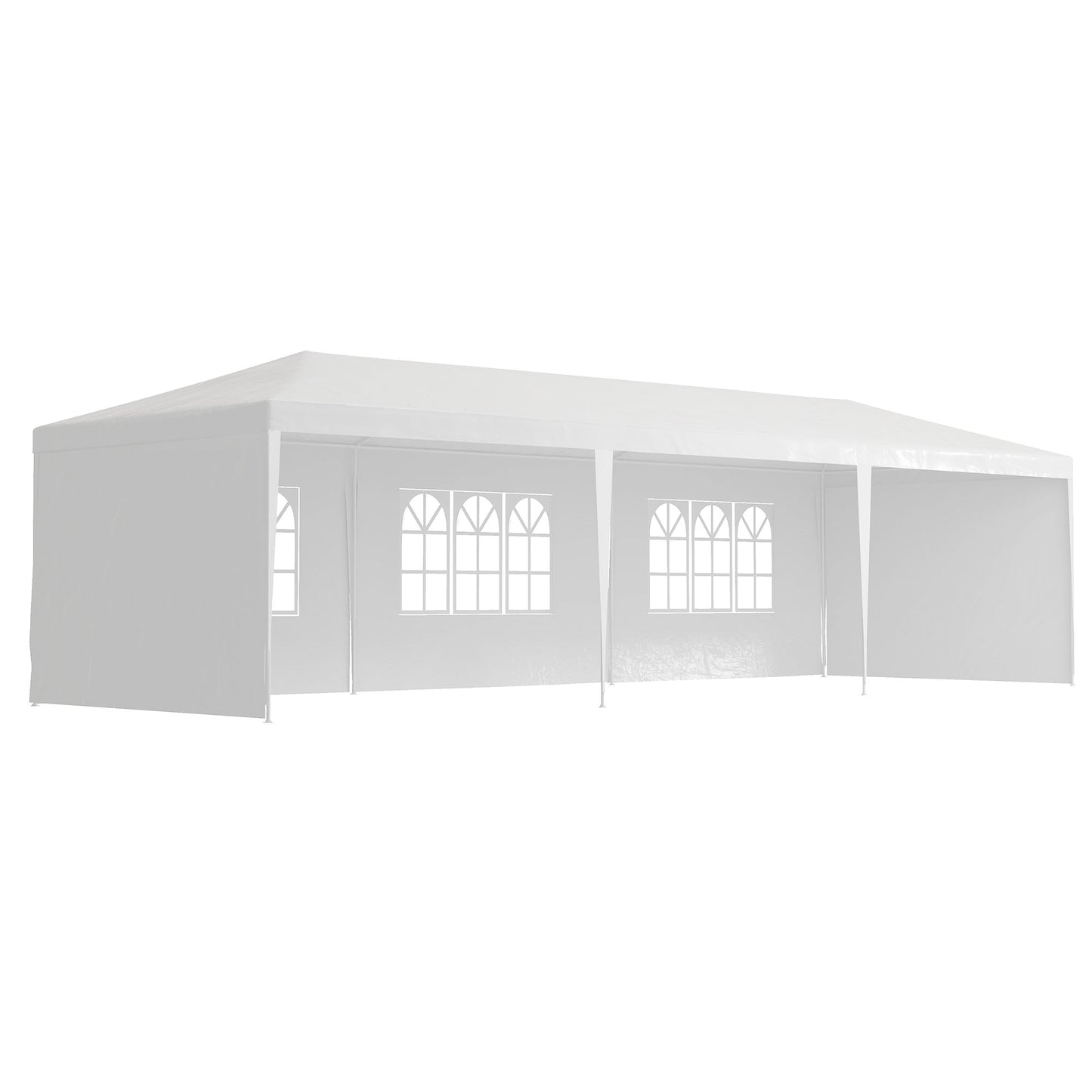 خيمة حفلات وحفلات الزفاف من Outsunny Garden Gazebo Marquee (9 أمتار × 3 أمتار) - بيضاء