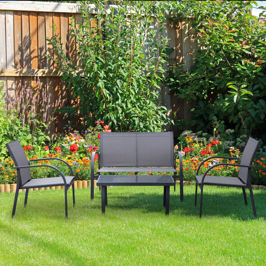 Outsunny Czteroczęściowy Minimalistyczny Zestaw Ogrodowy Patio - Szary