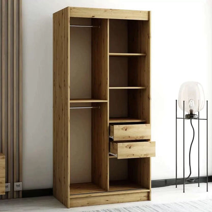 Gloucester I 100cm Sliding Door Wardrobe - White, Black, Artisan Oak