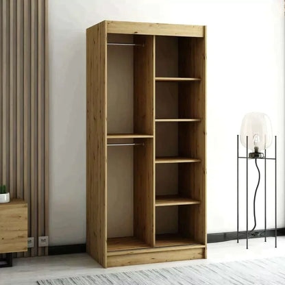 Gloucester 100cm Sliding Door Wardrobe Strips Design - White, Artisan Oak, Black