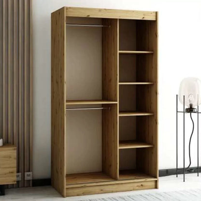 Gloucester I 120cm Sliding Door Wardrobe Strips Design - Artisan Oak, Black, White