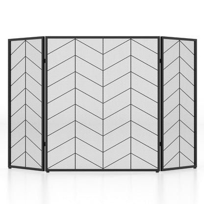 3-Panel Folding Spark Guard with Chevron Herringbone Pattern