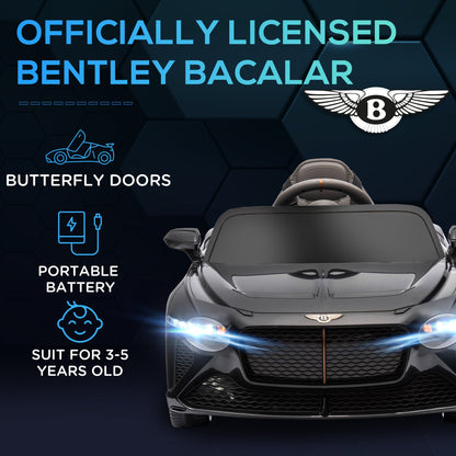 سيارة كهربائية للأطفال من HOMCOM Bentley Bacalar مرخصة بقوة 12 فولت، مع جهاز تحكم عن بعد، باللون الأسود