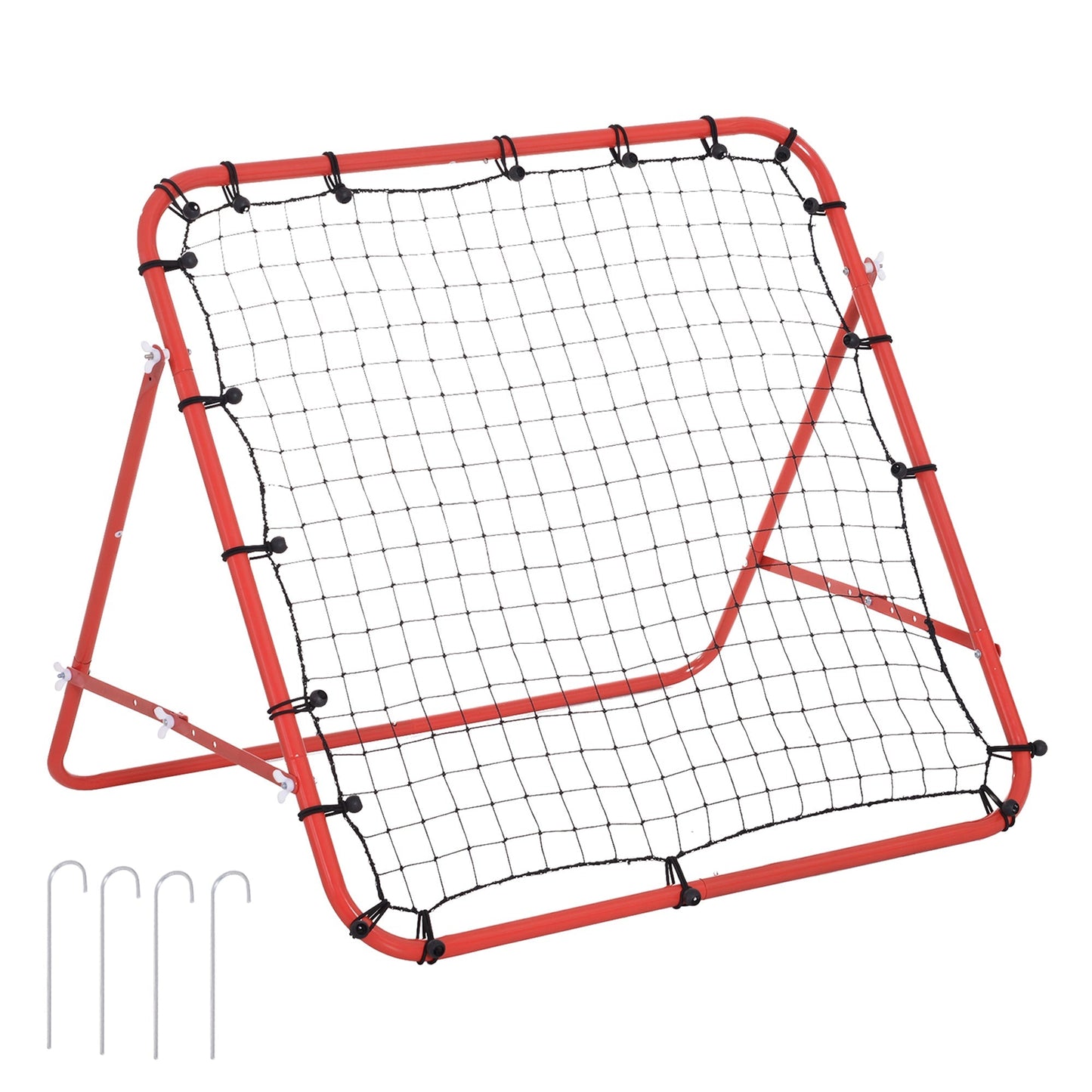 Rebounder Football Net W/PE Mesh Metal Tube, 96W x 80D x 96Hcm- Red and Black