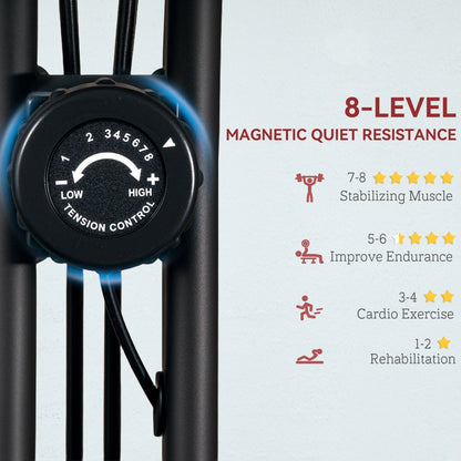 SPORTNOW Five-in-one Foldable Exercise Bike, Stationary Bike with Arm Workout Bands, LDC Monitor, Phone Holder, Red