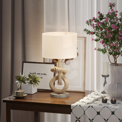 HOMCOM Nautical LED Lampa stołowa z portem ładowania USB, lampka nocna do sypialni, salonu, domowego biura