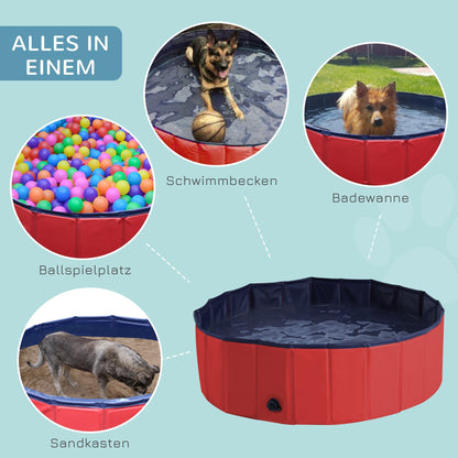 Pawhut Φ100x30H cm Pet Swimming Pool-Red