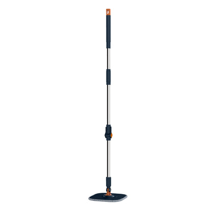 Flat Floor Mop and Bucket System with Washable Microfiber Pads-Navy