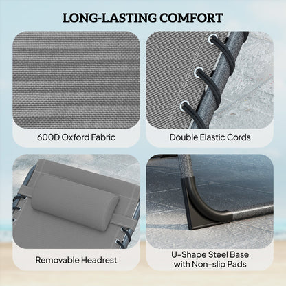 Outsunny Five-Position Reclining Sun Loungers Set of 2 - Grey