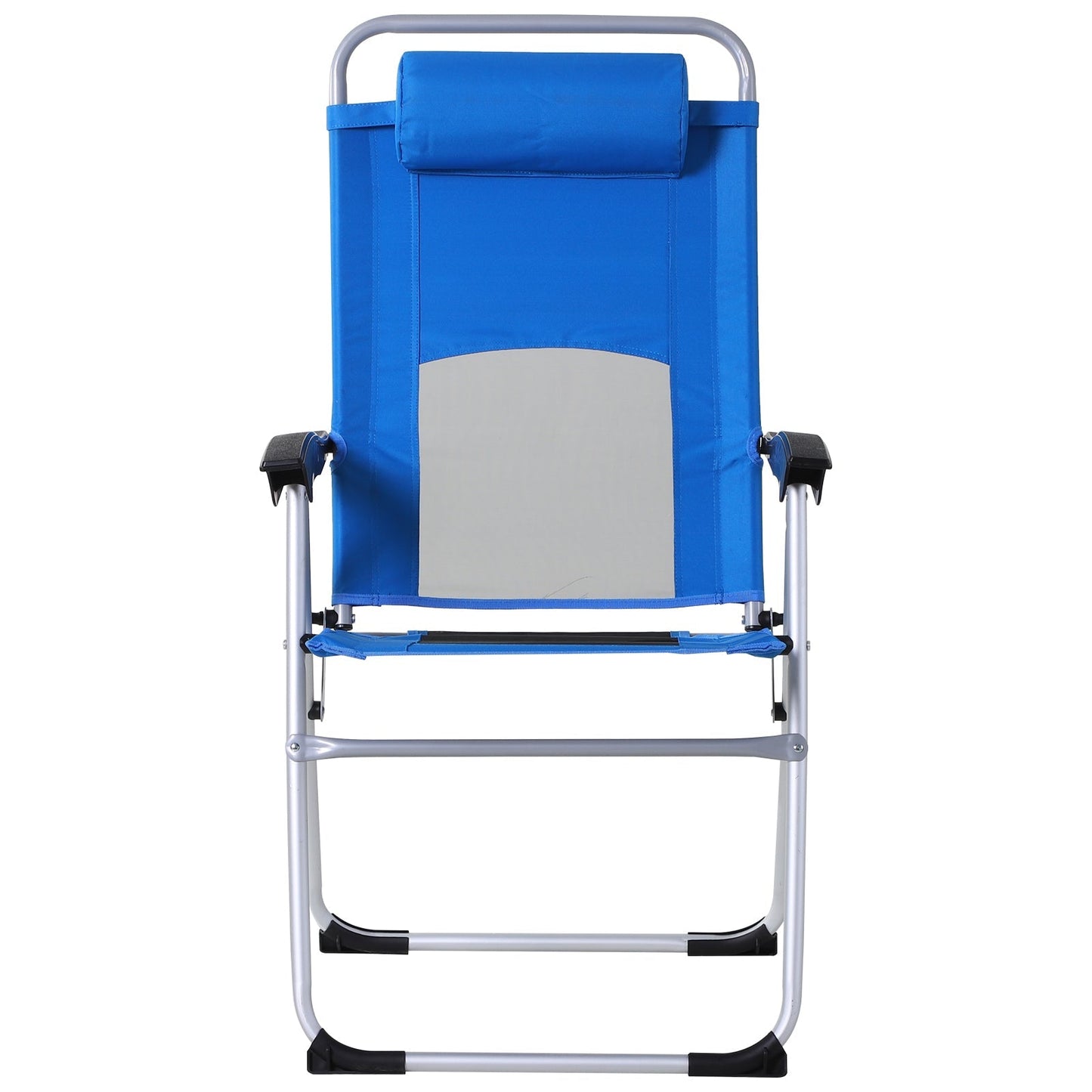 Outsunny Outdoor Garden Folding Chair Patio Armchair 3-Position Adjustable Recliner Reclining Seat with Pillow - Blue