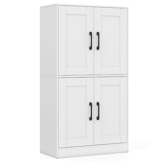 Floor Storage Cabinet with Doors and Adjustable Shelves-White