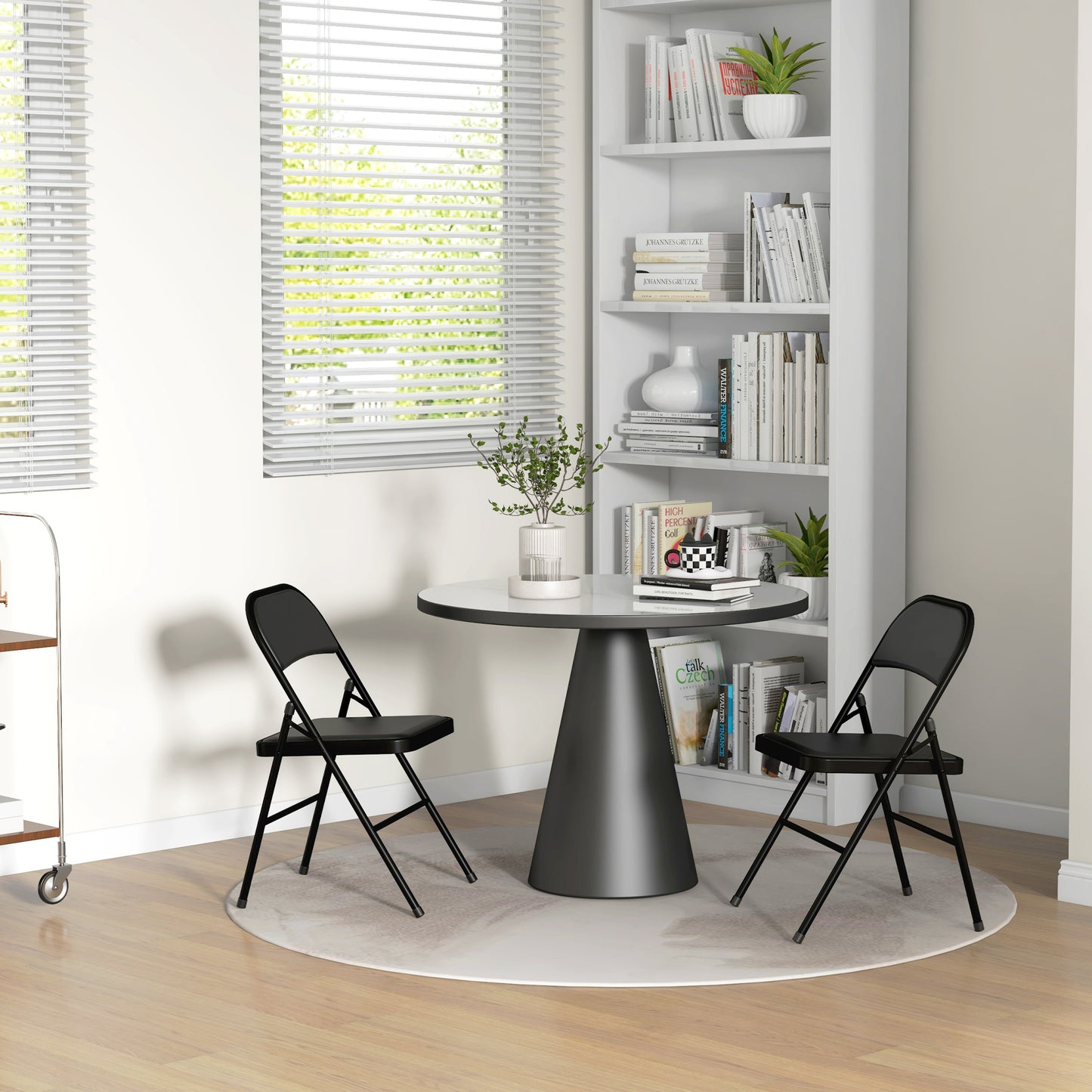 HOMCOM Set of Two Cushioned Folding Chairs - Black