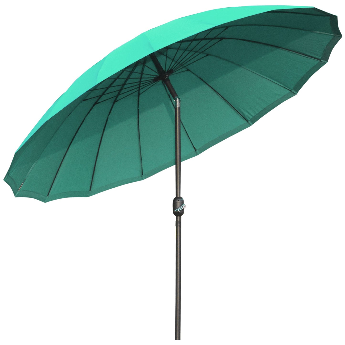 Outsunny Ф255cm Patio Parasol Umbrella Outdoor Market Table Parasol with Push Button Tilt Crank and Sturdy Ribs for Garden Lawn Backyard Pool Green