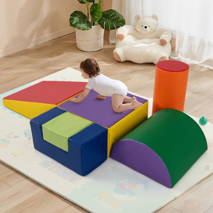 6 Pieces Foam Climbing Blocks Indoor Climb and Crawl Activity Playset with Rectangles-Color
