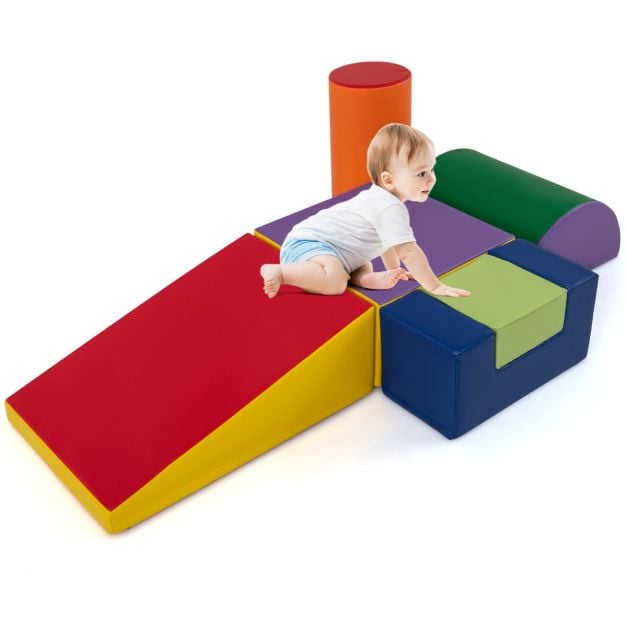 6 Pieces Foam Climbing Blocks Indoor Climb and Crawl Activity Playset with Rectangles-Color