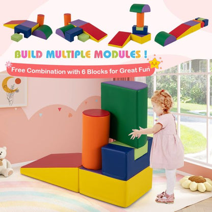 6 Pieces Foam Climbing Blocks Indoor Climb and Crawl Activity Playset with Rectangles-Color