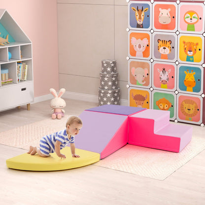 4-Piece Soft Toddler Corner Climbing Sliding Blocks for Babies and Toddlers-Multicolour