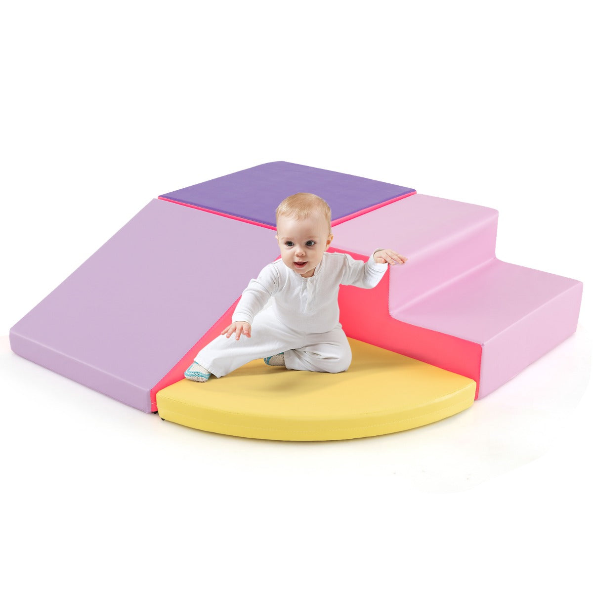 4-Piece Soft Toddler Corner Climbing Sliding Blocks for Babies and Toddlers-Multicolour