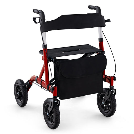 Foldable Rolling Walker with Seat-Red