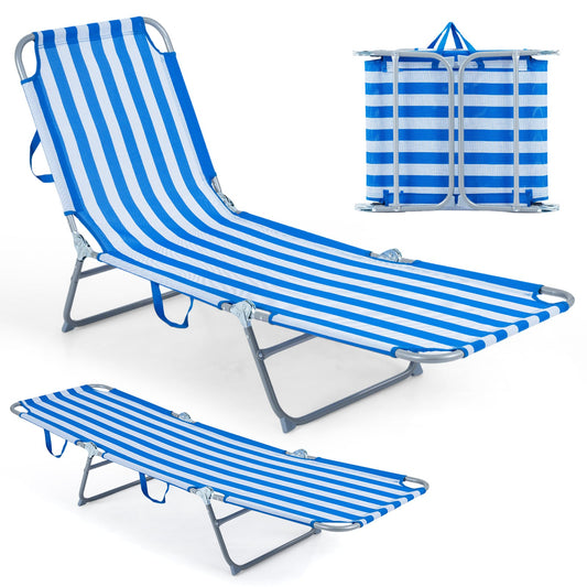 Foldable Sun Lounger Recliner in Blue
