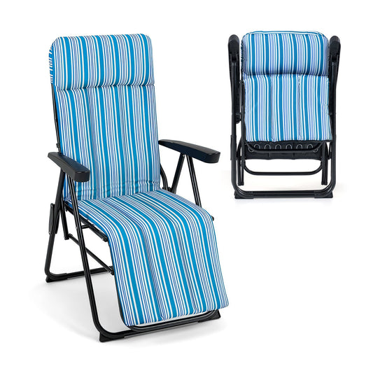 Foldable Sun Lounger Recliner in Blue