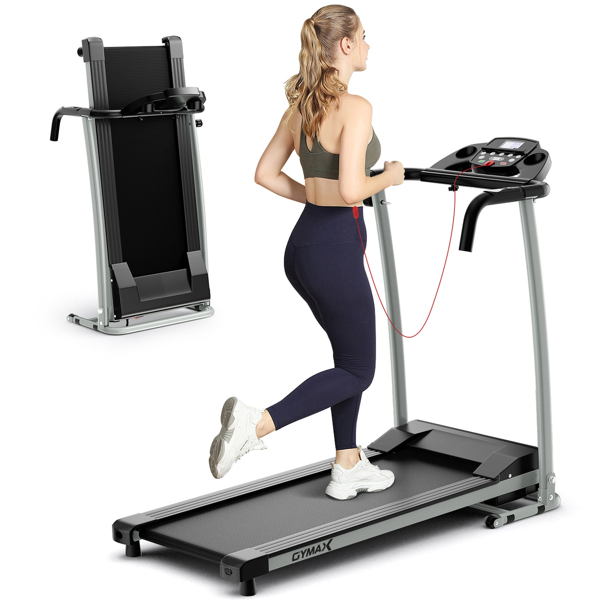 Foldable Treadmill with 12 Preset Programs and LCD Monitor-Black