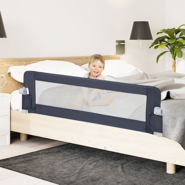 Foldable Bed Rail Swing Down Baby Bed Guard Rail-Gray