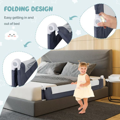 Foldable Bed Rail Swing Down Baby Bed Guard Rail-Gray
