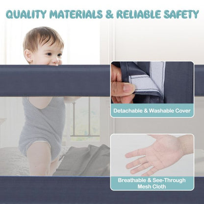 Foldable Bed Rail Swing Down Baby Bed Guard Rail-Gray