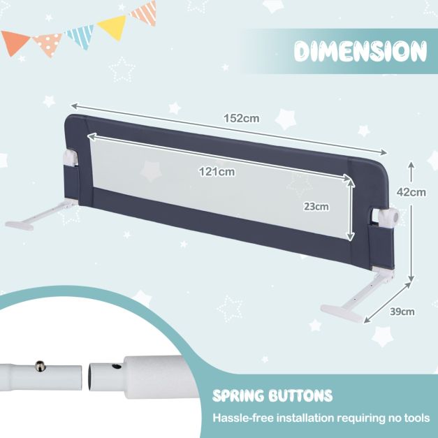 Foldable Bed Rail Swing Down Baby Bed Guard Rail-Gray