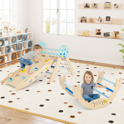 Foldable Climbing Toys with Arch and Climber for Toddlers-Blue