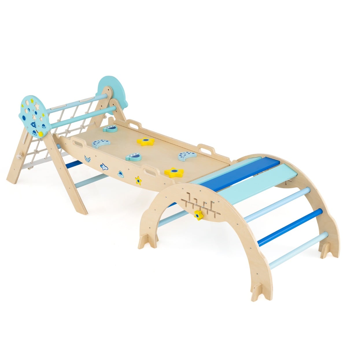 Foldable Climbing Toys with Arch and Climber for Toddlers-Blue