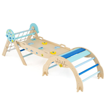 Foldable Climbing Toys with Arch and Climber for Toddlers-Blue