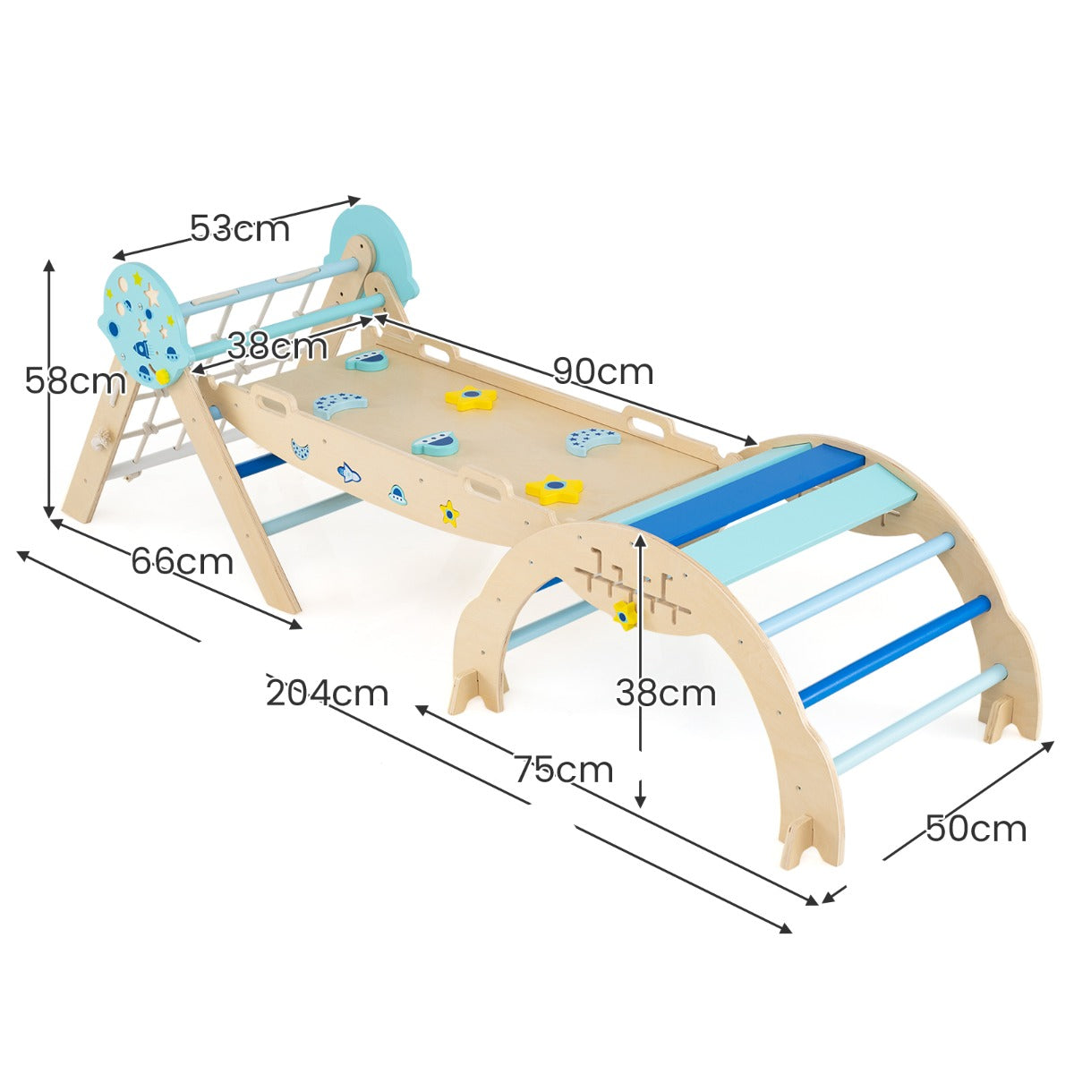 Foldable Climbing Toys with Arch and Climber for Toddlers-Blue