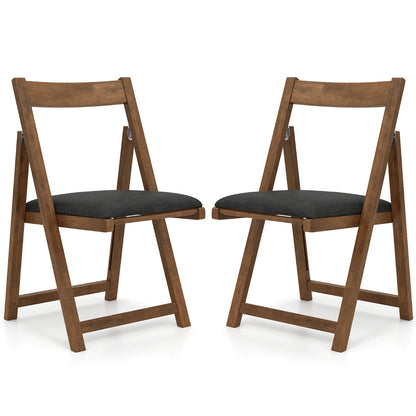 Foldable Dining Chair Set of 2 with Padded Seat and Curved Backrest-Grey