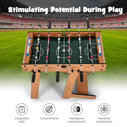 Space Saving Table Football with Durable Handle and 2 Footballs for Adult and Child-Brown